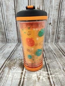 Starbucks Tumbler Orange Pumpkins Halloween Hologram - 2007 Travel Mug 8 oz
